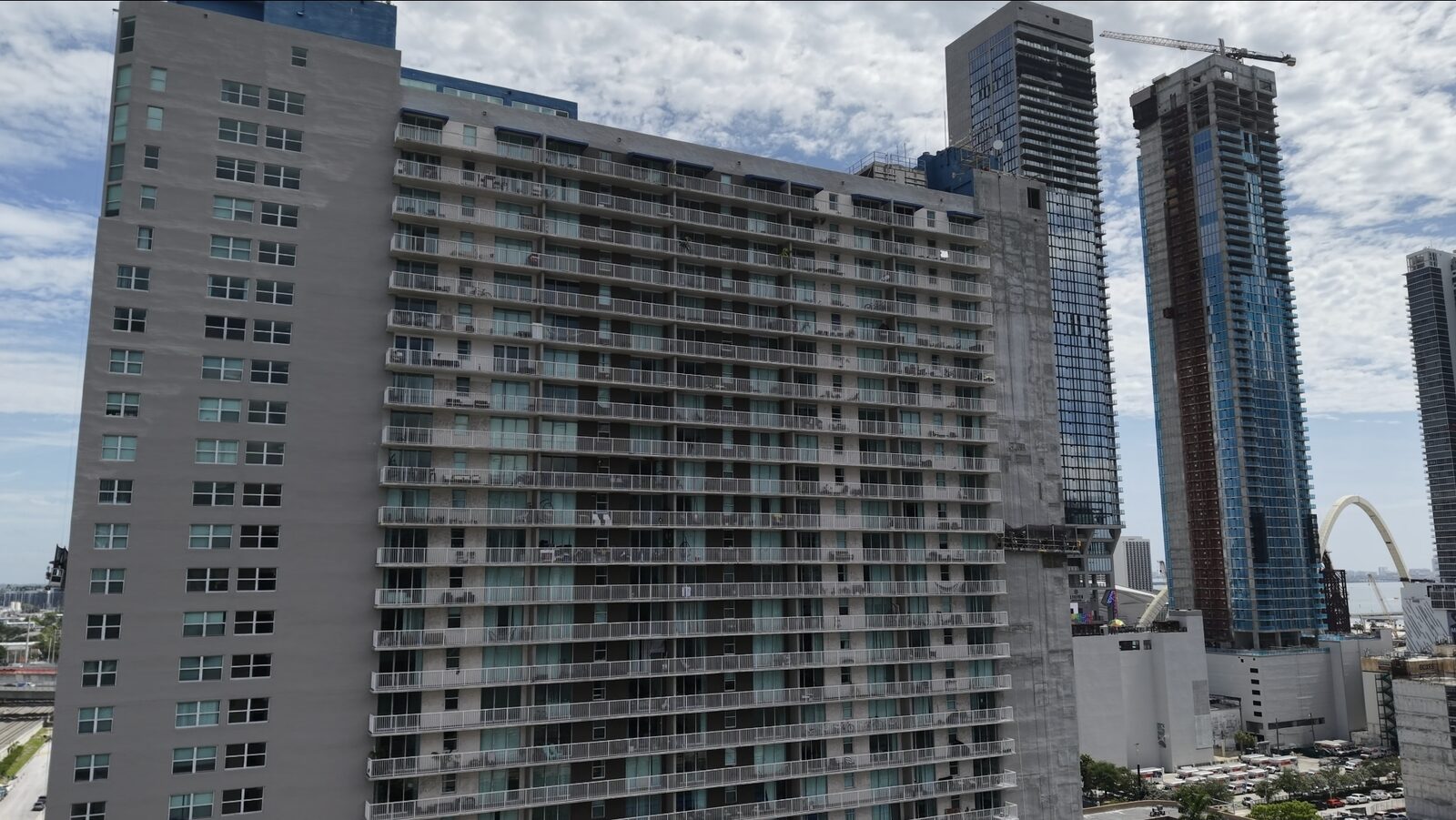 The Park Place by the Bay tower against the downtown Miami skyline